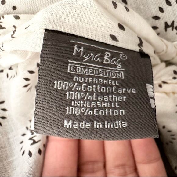 Myra Junoesque Brown Taupe Cream Mixed Media Stitched Crossbody Messenger Bag - Picture 10 of 11